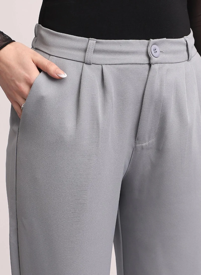 Urbano Fashion  Urbano Fashion Women's Light Blue Loose Baggy Fit Solid Korean Pants Stretchable for Women | Best Price UAE